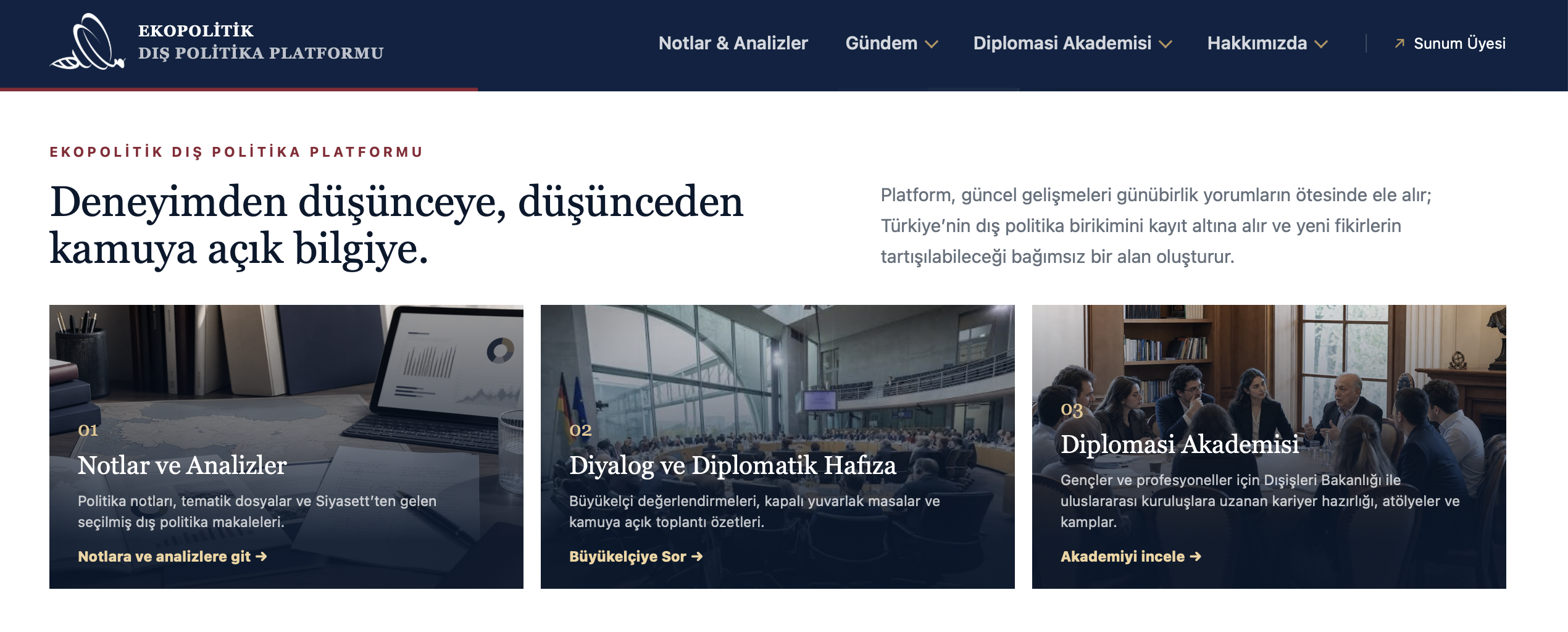 Dış Politika Platformu ana sayfa görünümü